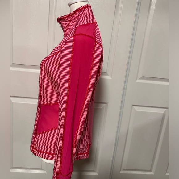 Zella Pink/White Stripes Zip Up Jacket*2 Way Zipper, size M - Picture 4 of 9